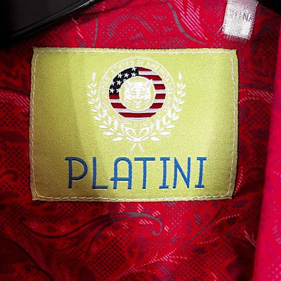 Platini Red Paisley Western Shirt Size L - Picture 7 of 7